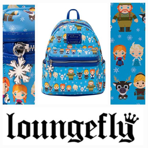 NWT Loungefly Disney Frozen Chibi Characters Mini Backpack